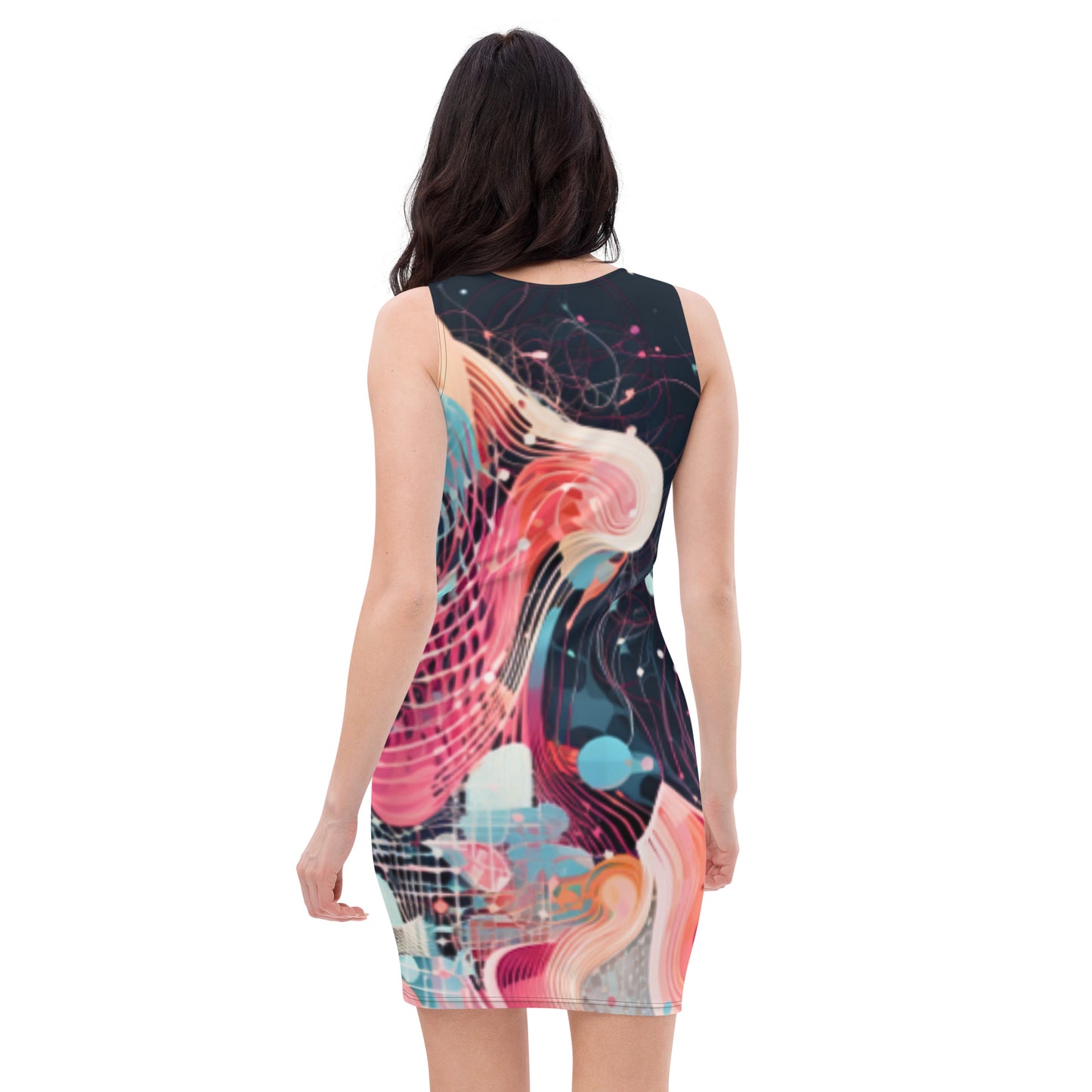 Fitted All Out Abstract Print, Christmas Women's Gift, Women's Dress T-Shirt for Women, Knqv, Christmas Gift and loving, Family t-shirt, All over Christmas, Shirt Women's t-shirt All-Over Print Women's T-shirt dress For Women Sublimation Cut & Sew Dress