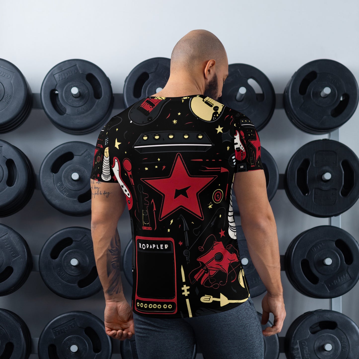 Musician's All Over, Athletic T-Shirt for Men, Knqv, Christmas Gift and loving, Family t-shirt guitarist, musician, Percussion player , All over Christmas Pattern, Shirt Men's t-shirt All-Over Print Men's Athletic T-shirt