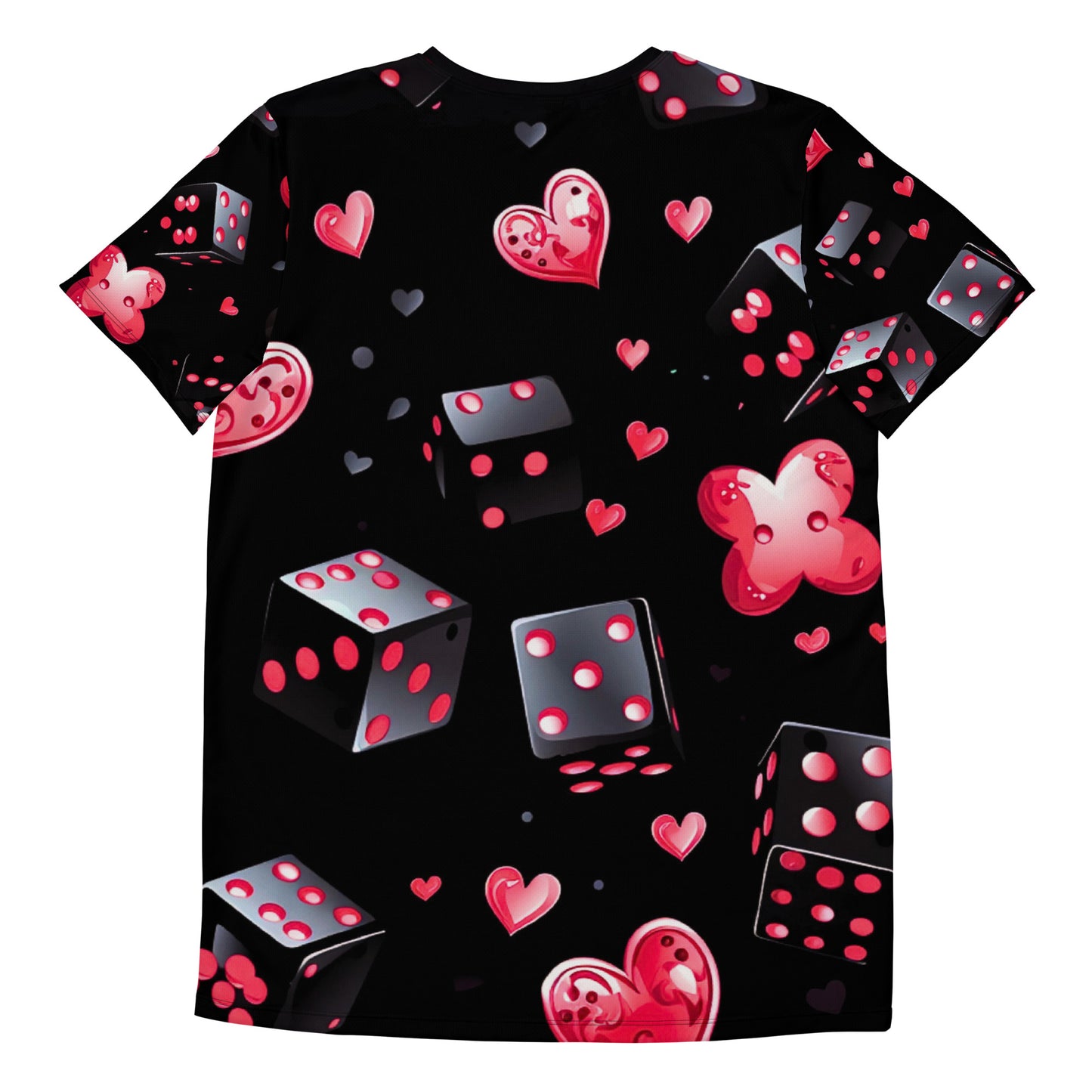 Casino Royale, Exclusive Knqv T-Shirt, Red Dice & Hearts, Christmas T-Shirt Mens T-Shirt, Men, Gift, Dice Casino Roayle, T-Shirt, All-Over Print Men's Athletic T-shirt