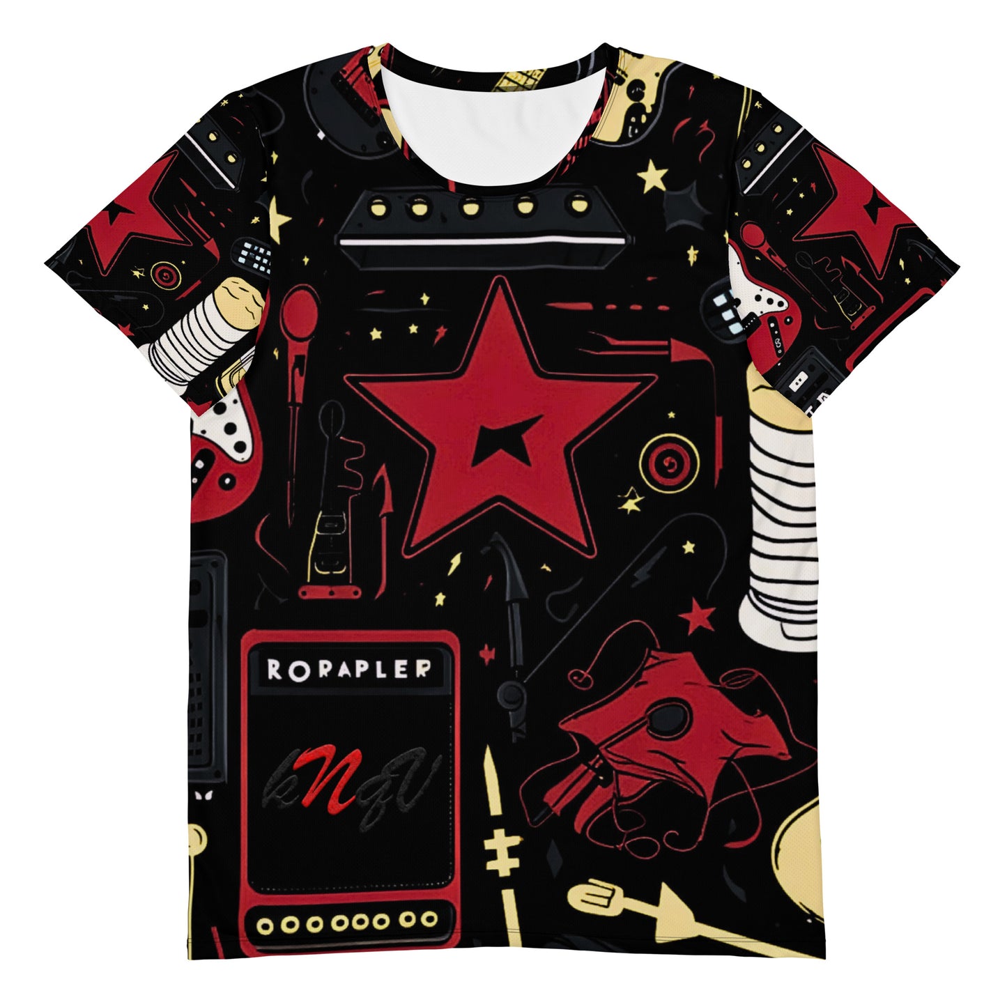 Musician's All Over, Athletic T-Shirt for Men, Knqv, Christmas Gift and loving, Family t-shirt guitarist, musician, Percussion player , All over Christmas Pattern, Shirt Men's t-shirt All-Over Print Men's Athletic T-shirt