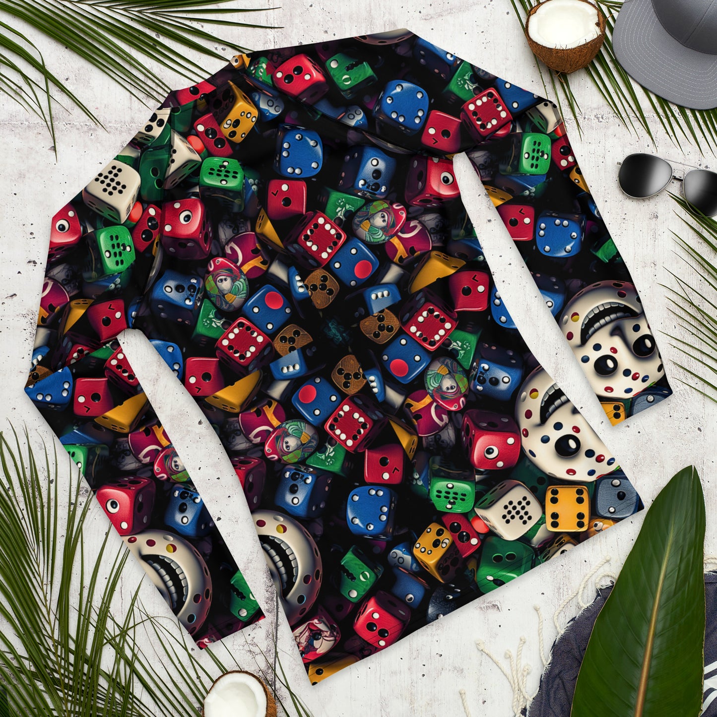 Dice Face All Over T-shirt, Knqv Exclusive Casino Royale Collection Apparel, Knqv, Gift for Men, Men's Rash Guard