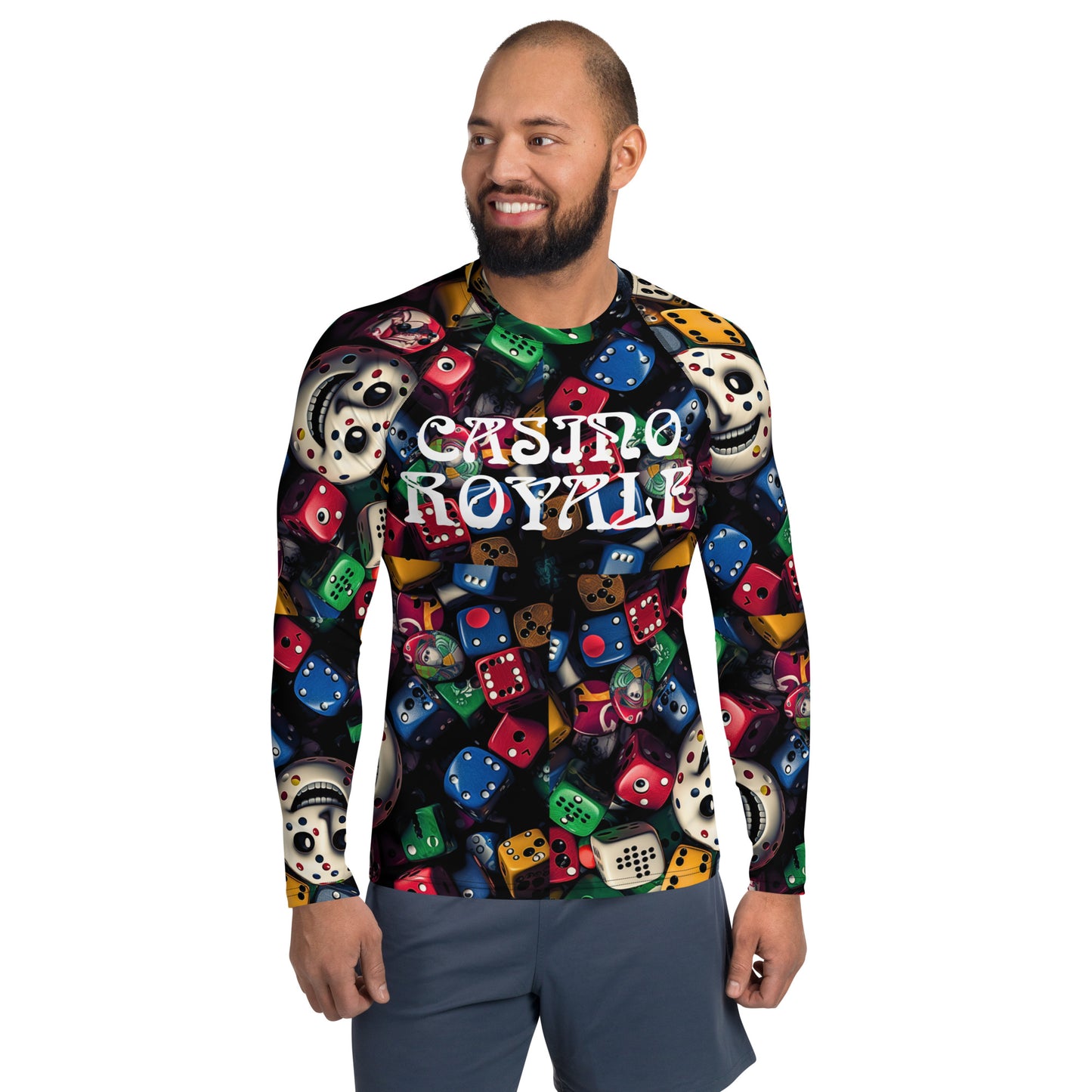 Dice Face All Over T-shirt, Knqv Exclusive Casino Royale Collection Apparel, Knqv, Gift for Men, Men's Rash Guard