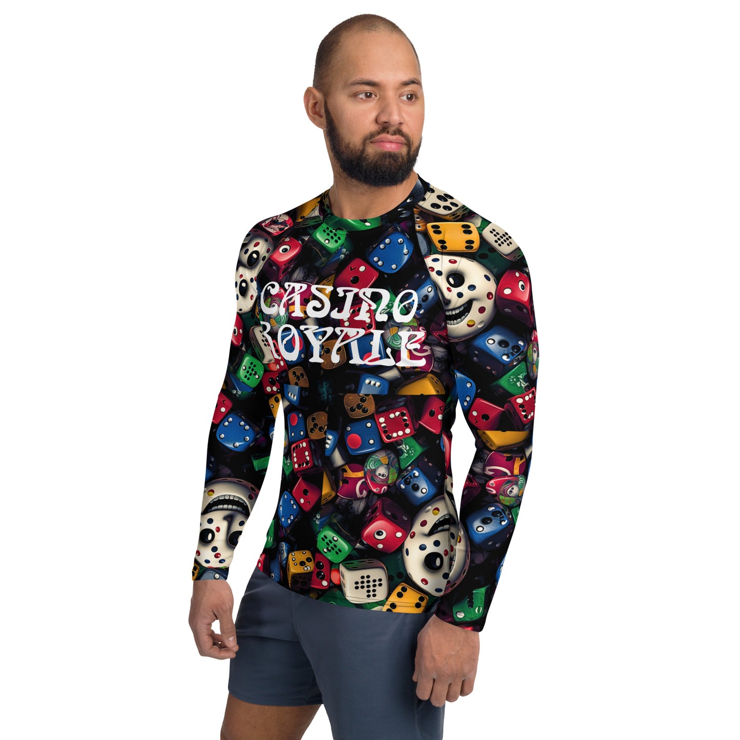 Dice Face All Over T-shirt, Knqv Exclusive Casino Royale Collection Apparel, Knqv, Gift for Men, Men's Rash Guard