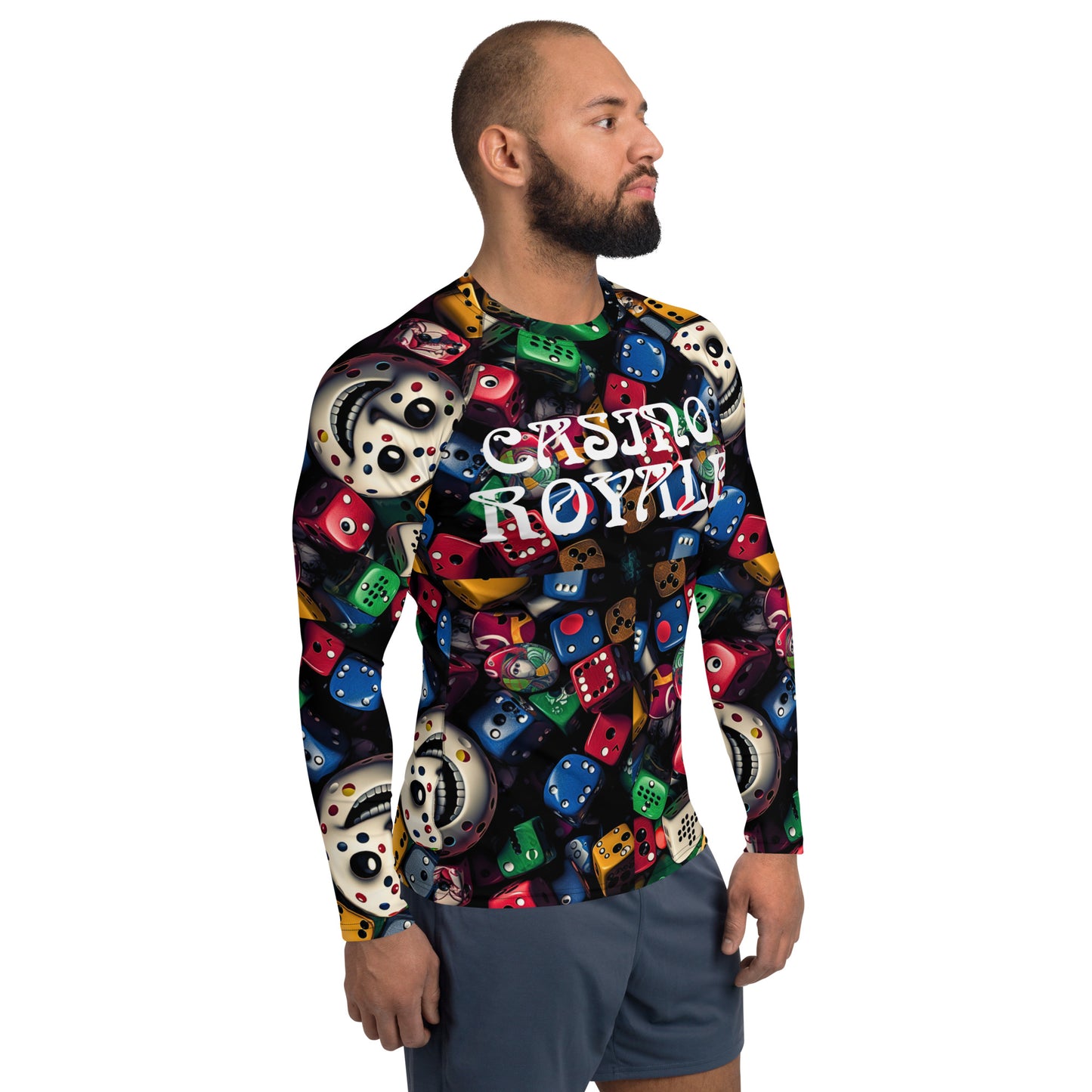 Dice Face All Over T-shirt, Knqv Exclusive Casino Royale Collection Apparel, Knqv, Gift for Men, Men's Rash Guard