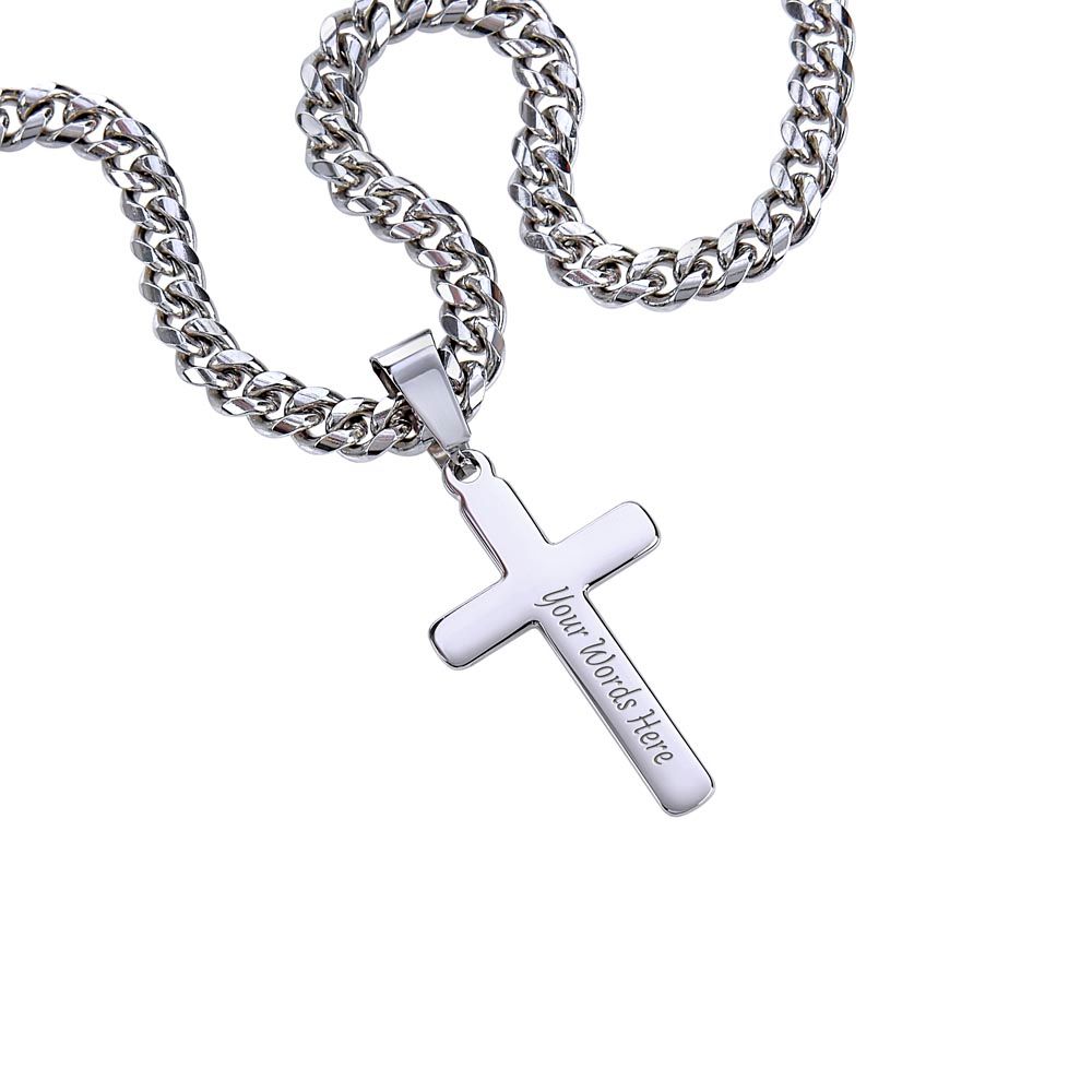 To My Dad | Father's Day Gift From Daughter | Chain For Dad Silver Cross Necklace with Powerful Message
