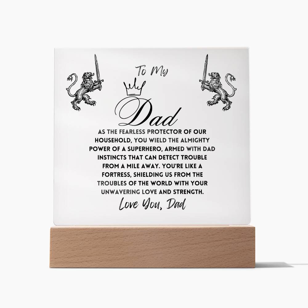 To My Amazing King Dad, Gifts, Father's Day Poem Keepsake, Optional LED Light, Tiger Poem, Birthday Gift for Him, Christmas Gift Keepsake for Dad,