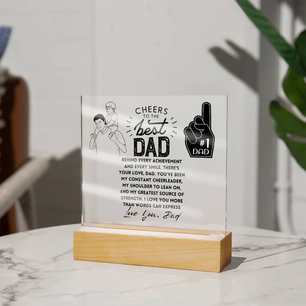 Cheers To The Best Dad | Behind every achievement and every smile, there's your love, Dad | Gifts, Father's Day Poem Keepsake, Optional LED Light, Tiger Poem, Birthday Gift for Him, Christmas Gift Keepsake for Dad,