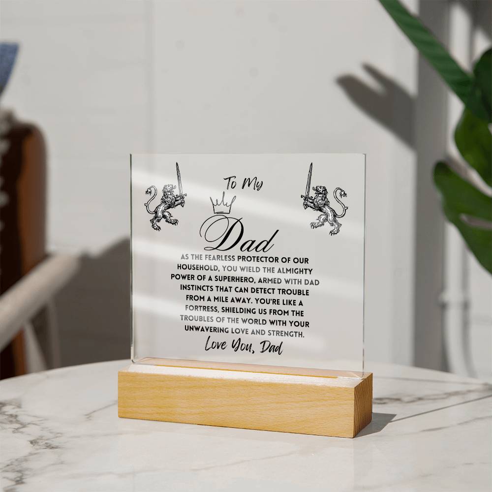 To My Amazing King Dad, Gifts, Father's Day Poem Keepsake, Optional LED Light, Tiger Poem, Birthday Gift for Him, Christmas Gift Keepsake for Dad,