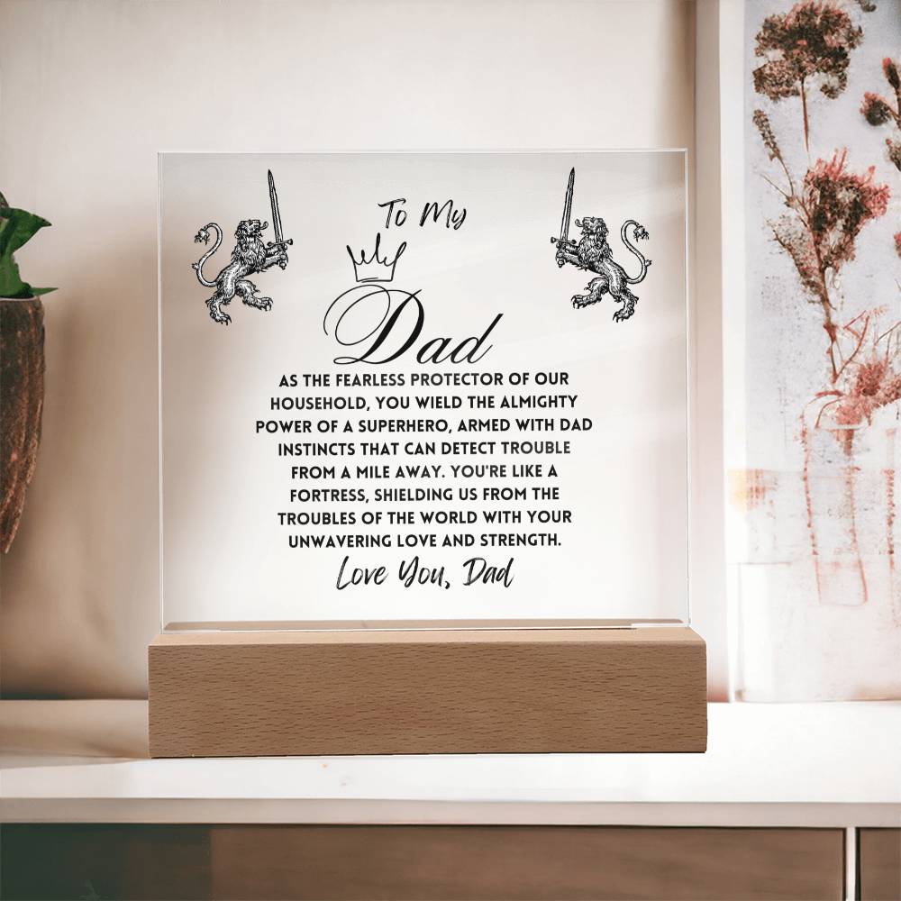 To My Amazing King Dad, Gifts, Father's Day Poem Keepsake, Optional LED Light, Tiger Poem, Birthday Gift for Him, Christmas Gift Keepsake for Dad,