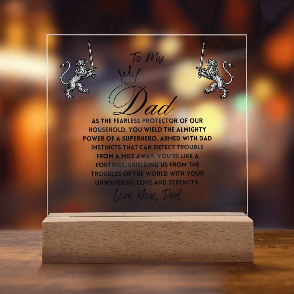 To My Amazing King Dad, Gifts, Father's Day Poem Keepsake, Optional LED Light, Tiger Poem, Birthday Gift for Him, Christmas Gift Keepsake for Dad,