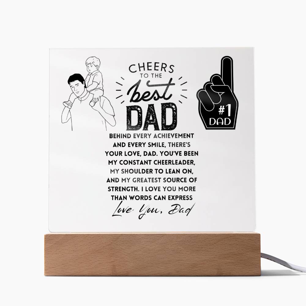 Cheers To The Best Dad | Behind every achievement and every smile, there's your love, Dad | Gifts, Father's Day Poem Keepsake, Optional LED Light, Tiger Poem, Birthday Gift for Him, Christmas Gift Keepsake for Dad,