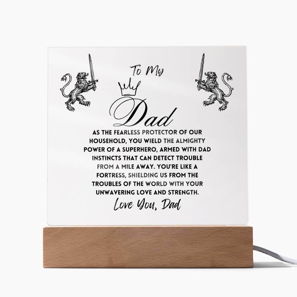 To My Amazing King Dad, Gifts, Father's Day Poem Keepsake, Optional LED Light, Tiger Poem, Birthday Gift for Him, Christmas Gift Keepsake for Dad,