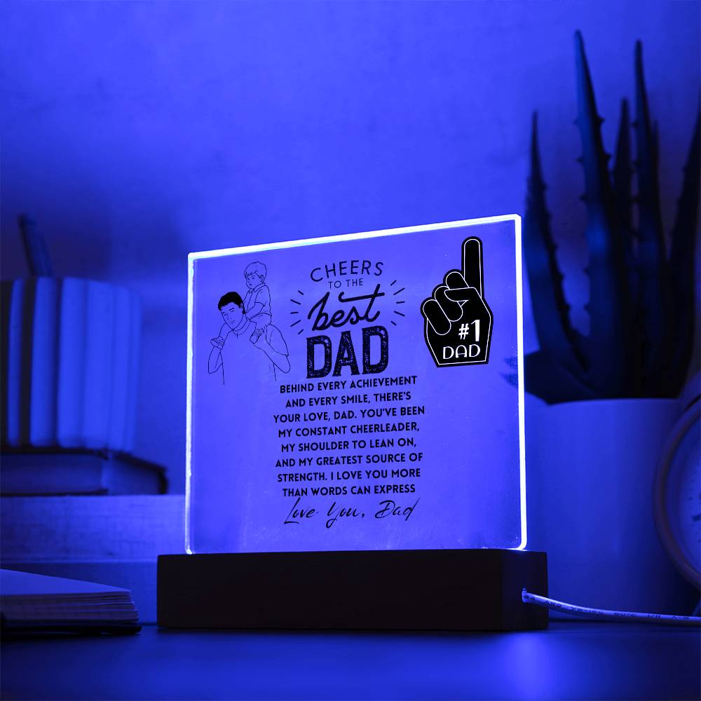 Cheers To The Best Dad | Behind every achievement and every smile, there's your love, Dad | Gifts, Father's Day Poem Keepsake, Optional LED Light, Tiger Poem, Birthday Gift for Him, Christmas Gift Keepsake for Dad,