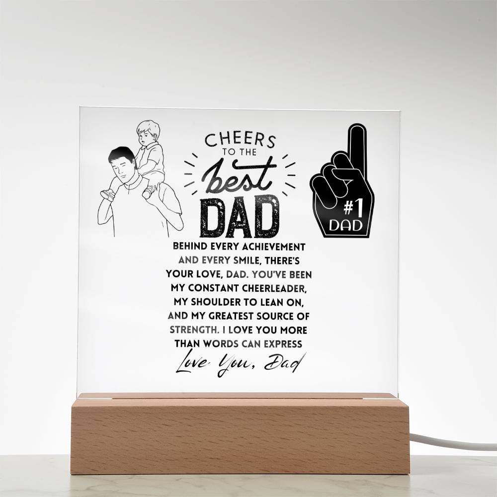 Cheers To The Best Dad | Behind every achievement and every smile, there's your love, Dad | Gifts, Father's Day Poem Keepsake, Optional LED Light, Tiger Poem, Birthday Gift for Him, Christmas Gift Keepsake for Dad,