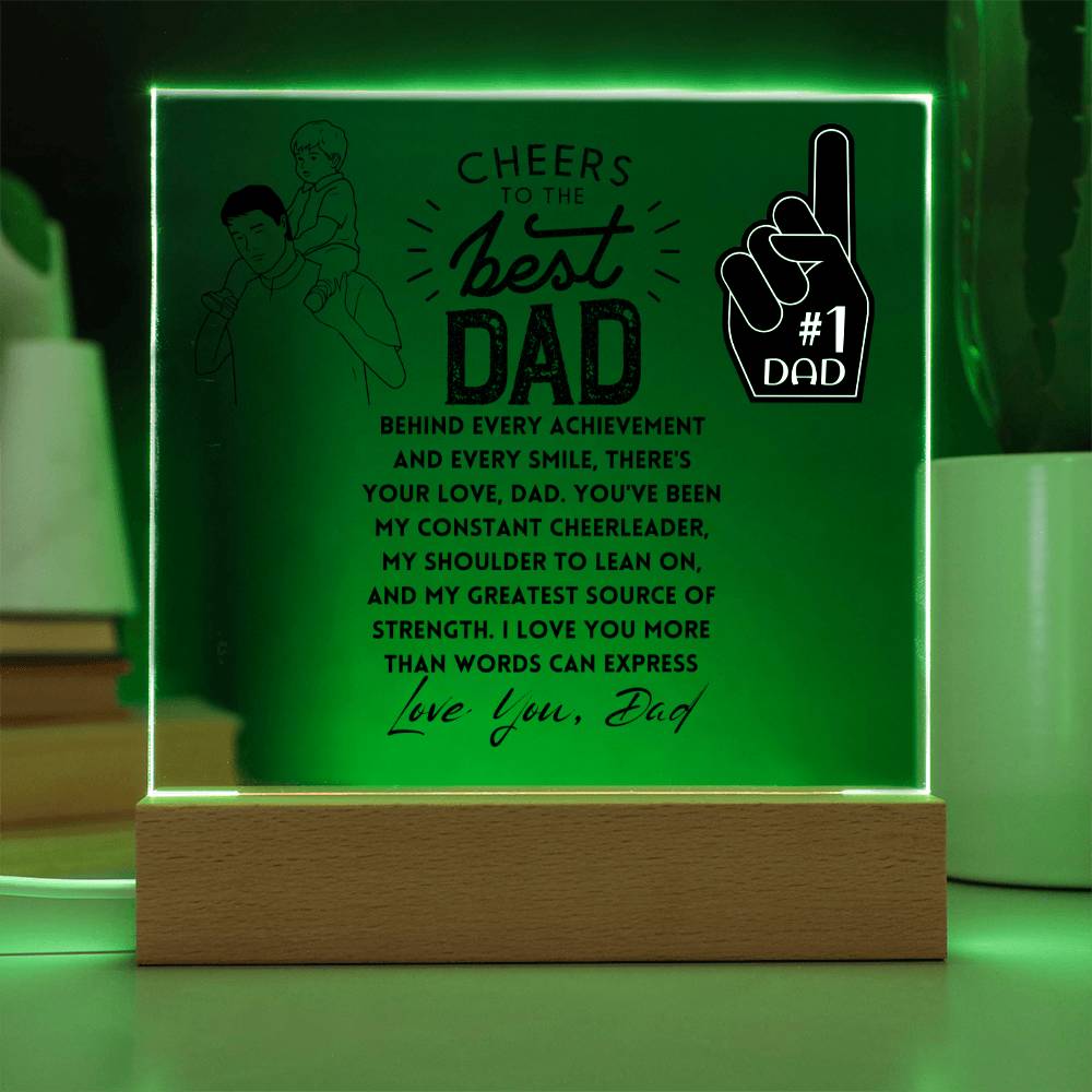 Cheers To The Best Dad | Behind every achievement and every smile, there's your love, Dad | Gifts, Father's Day Poem Keepsake, Optional LED Light, Tiger Poem, Birthday Gift for Him, Christmas Gift Keepsake for Dad,
