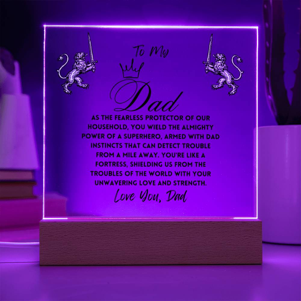 To My Amazing King Dad, Gifts, Father's Day Poem Keepsake, Optional LED Light, Tiger Poem, Birthday Gift for Him, Christmas Gift Keepsake for Dad,