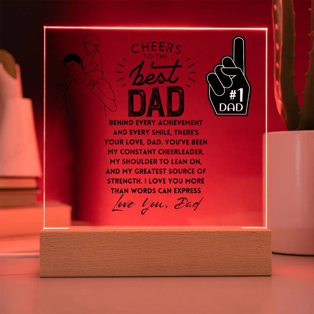 Cheers To The Best Dad | Behind every achievement and every smile, there's your love, Dad | Gifts, Father's Day Poem Keepsake, Optional LED Light, Tiger Poem, Birthday Gift for Him, Christmas Gift Keepsake for Dad,