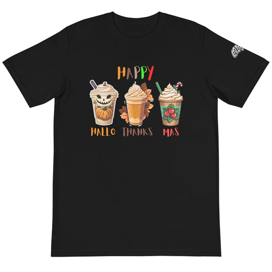 HalloThanksMas Shirt, Holiday Season Shirt, Holiday Shirt, Halloween Shirt, Thanksgiving Shirt, Christmas Shirt, Holiday Season Gift, Organic T-Shirt