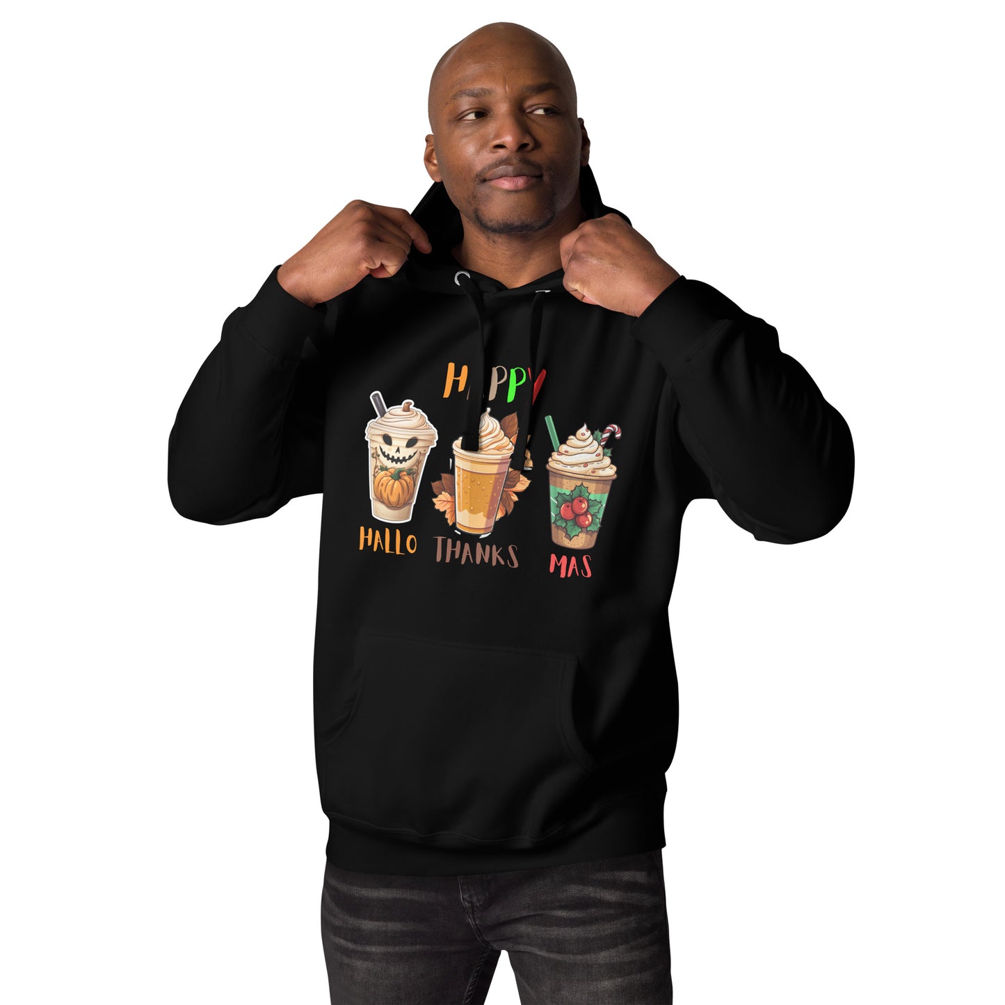 HalloThanksMas Hoodie, Holiday Season Shirt, Holiday Hoodie, Halloween Hoodies, Thanksgiving Hoodie, Christmas hoodies, Holiday Season Gift, Organic Hoodie Unisex Hoodie