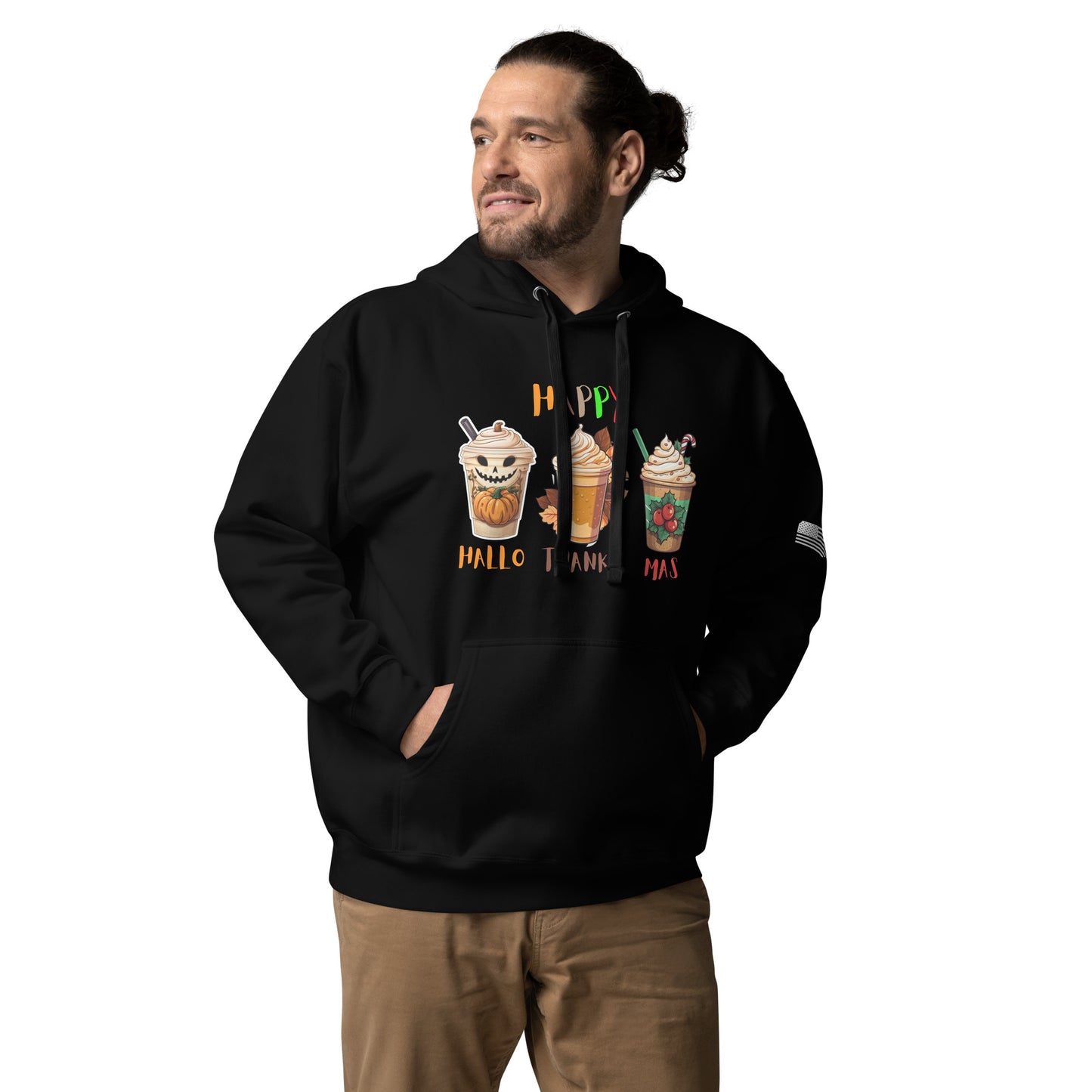 HalloThanksMas Hoodie, Holiday Season Shirt, Holiday Hoodie, Halloween Hoodies, Thanksgiving Hoodie, Christmas hoodies, Holiday Season Gift, Organic Hoodie Unisex Hoodie