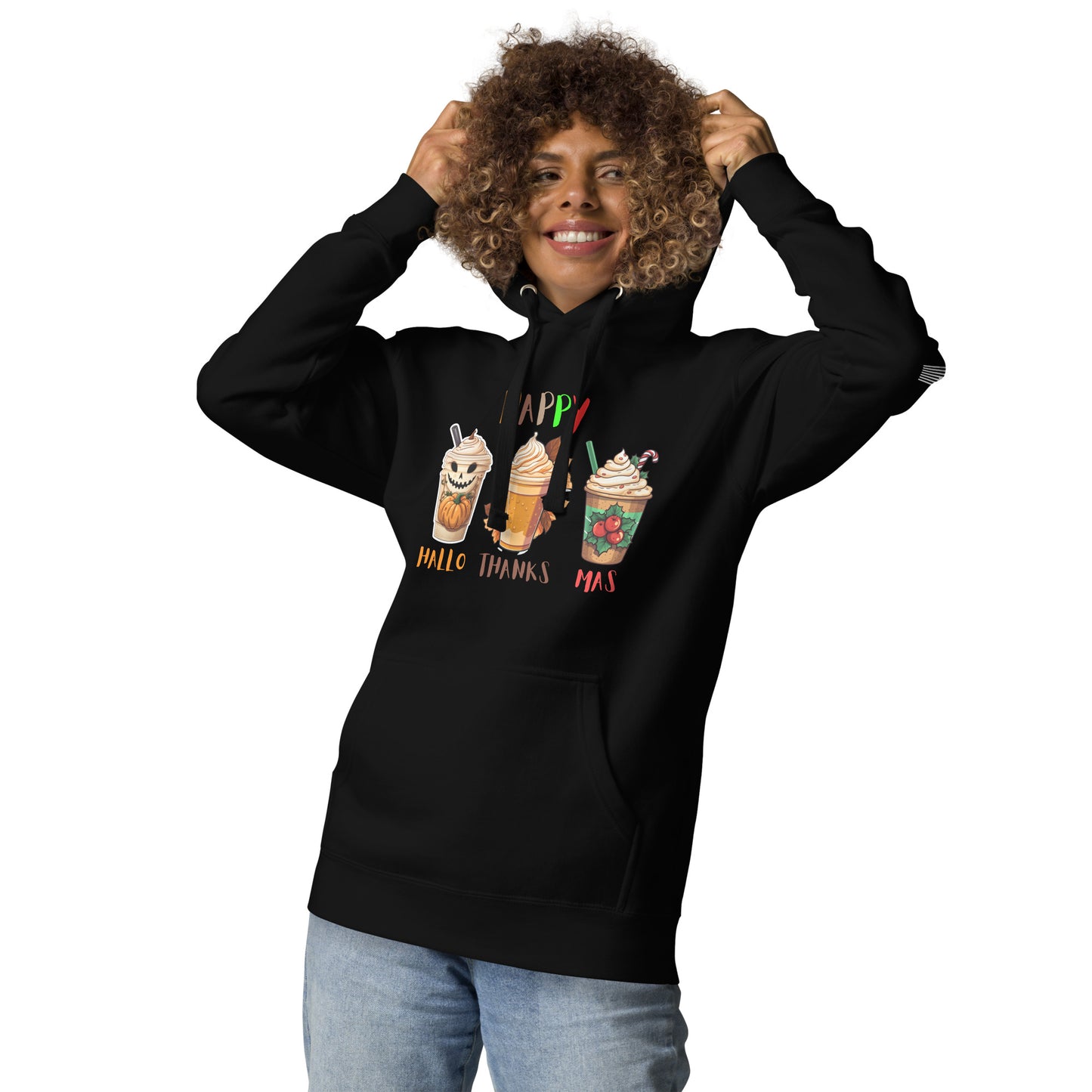 HalloThanksMas Hoodie, Holiday Season Shirt, Holiday Hoodie, Halloween Hoodies, Thanksgiving Hoodie, Christmas hoodies, Holiday Season Gift, Organic Hoodie Unisex Hoodie