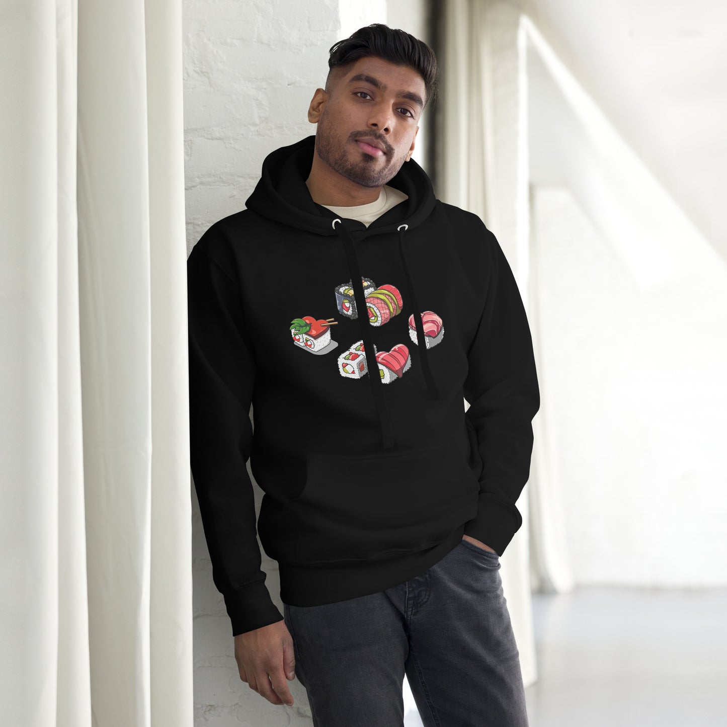 Sushi Lovers Hoodie, Men and Women gifts for loved ones, loved sushi lovers, sushi hoodies, hoodies for sushi lovers, unisex hoodies for loved ones, valentines gift, love gift, cool sushi designs by knqv, Unisex Hoodie