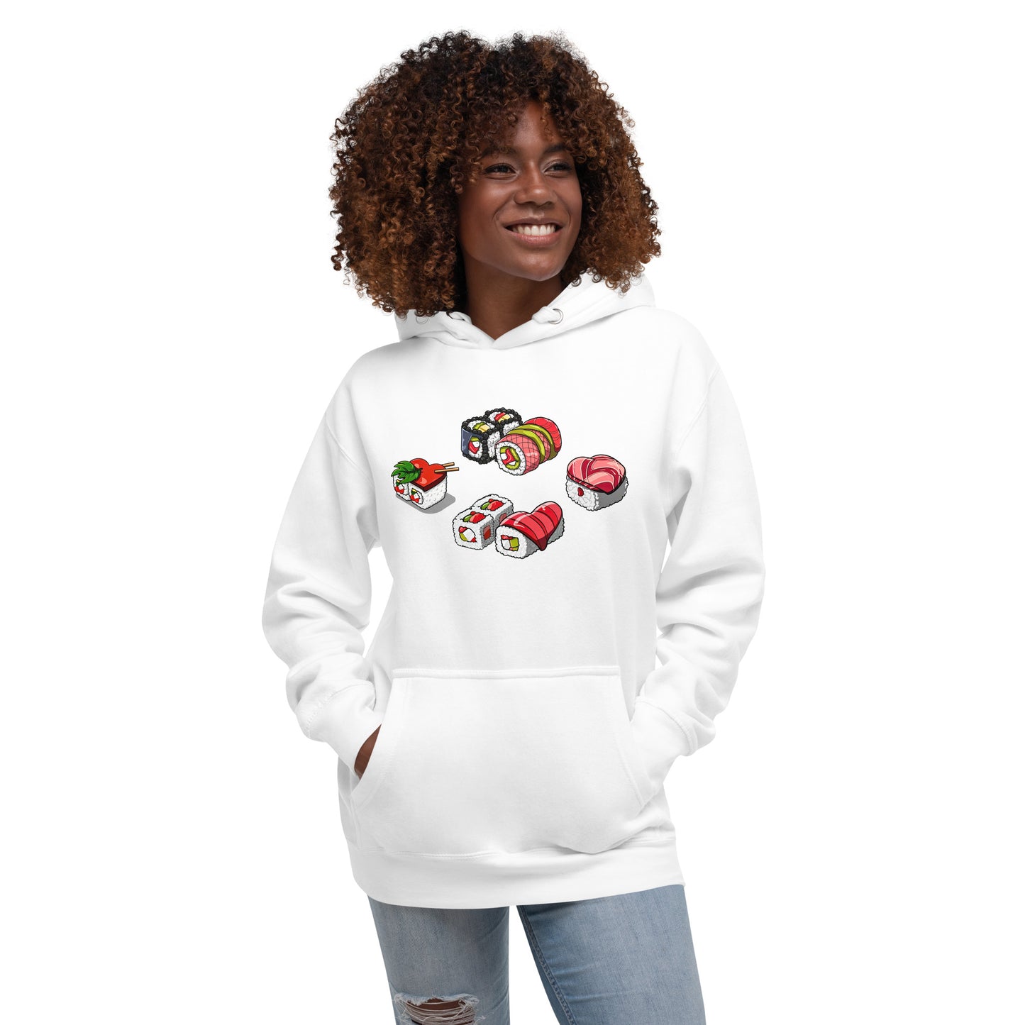Sushi Lovers Hoodie, Men and Women gifts for loved ones, loved sushi lovers, sushi hoodies, hoodies for sushi lovers, unisex hoodies for loved ones, valentines gift, love gift, cool sushi designs by knqv, Unisex Hoodie