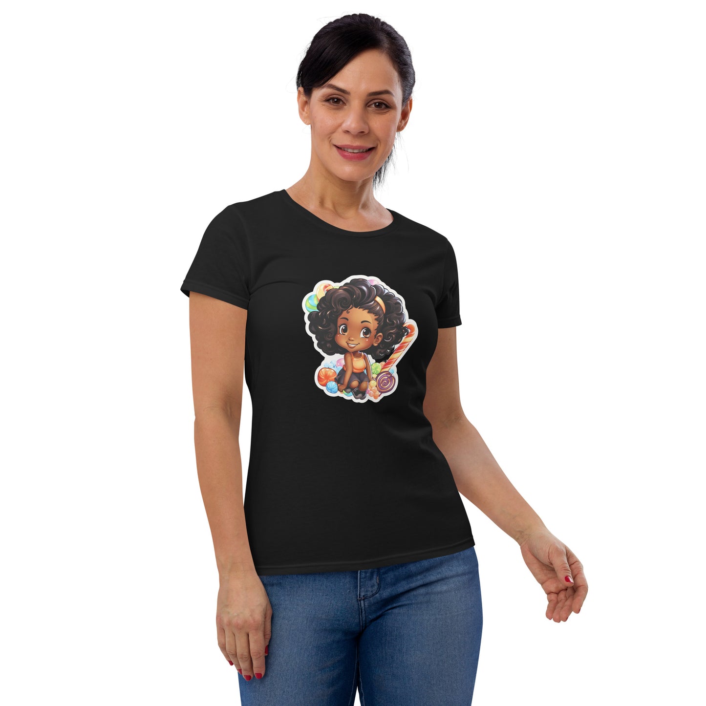 Cute GIrl Style Cartoon, Knqv, Birthday Gift, Powerful women's, teenager gift, love, Women's short sleeve t-shirt