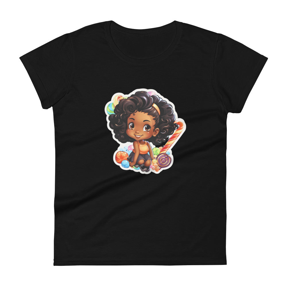 Cute GIrl Style Cartoon, Knqv, Birthday Gift, Powerful women's, teenager gift, love, Women's short sleeve t-shirt