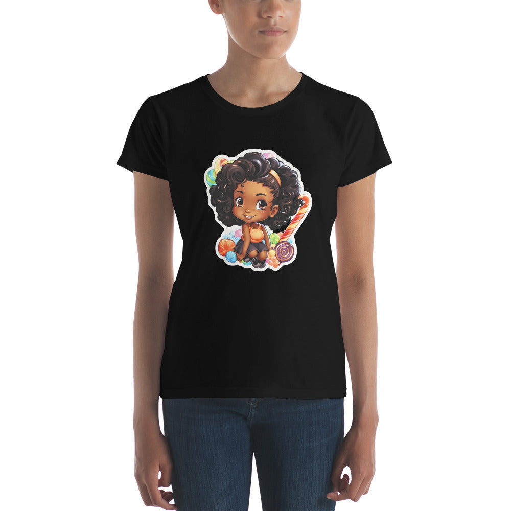 Cute GIrl Style Cartoon, Knqv, Birthday Gift, Powerful women's, teenager gift, love, Women's short sleeve t-shirt