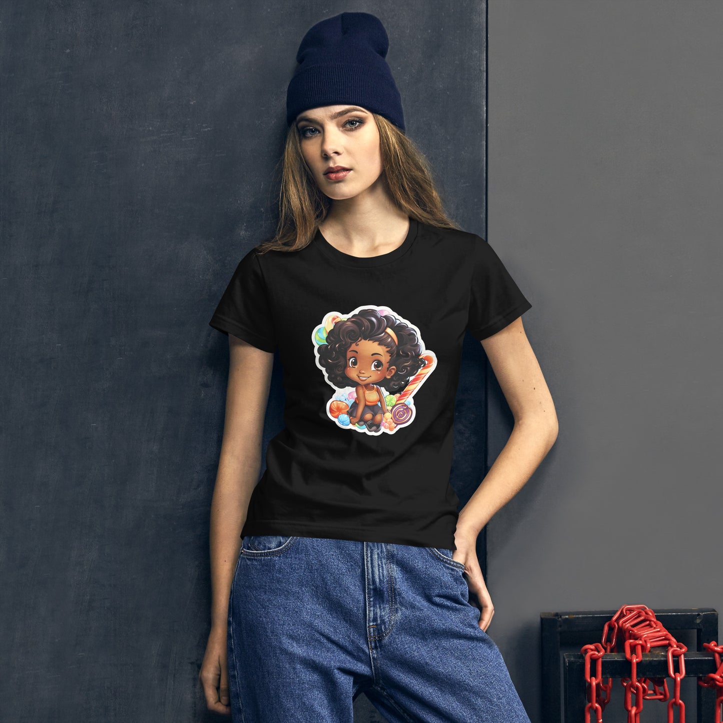 Cute GIrl Style Cartoon, Knqv, Birthday Gift, Powerful women's, teenager gift, love, Women's short sleeve t-shirt