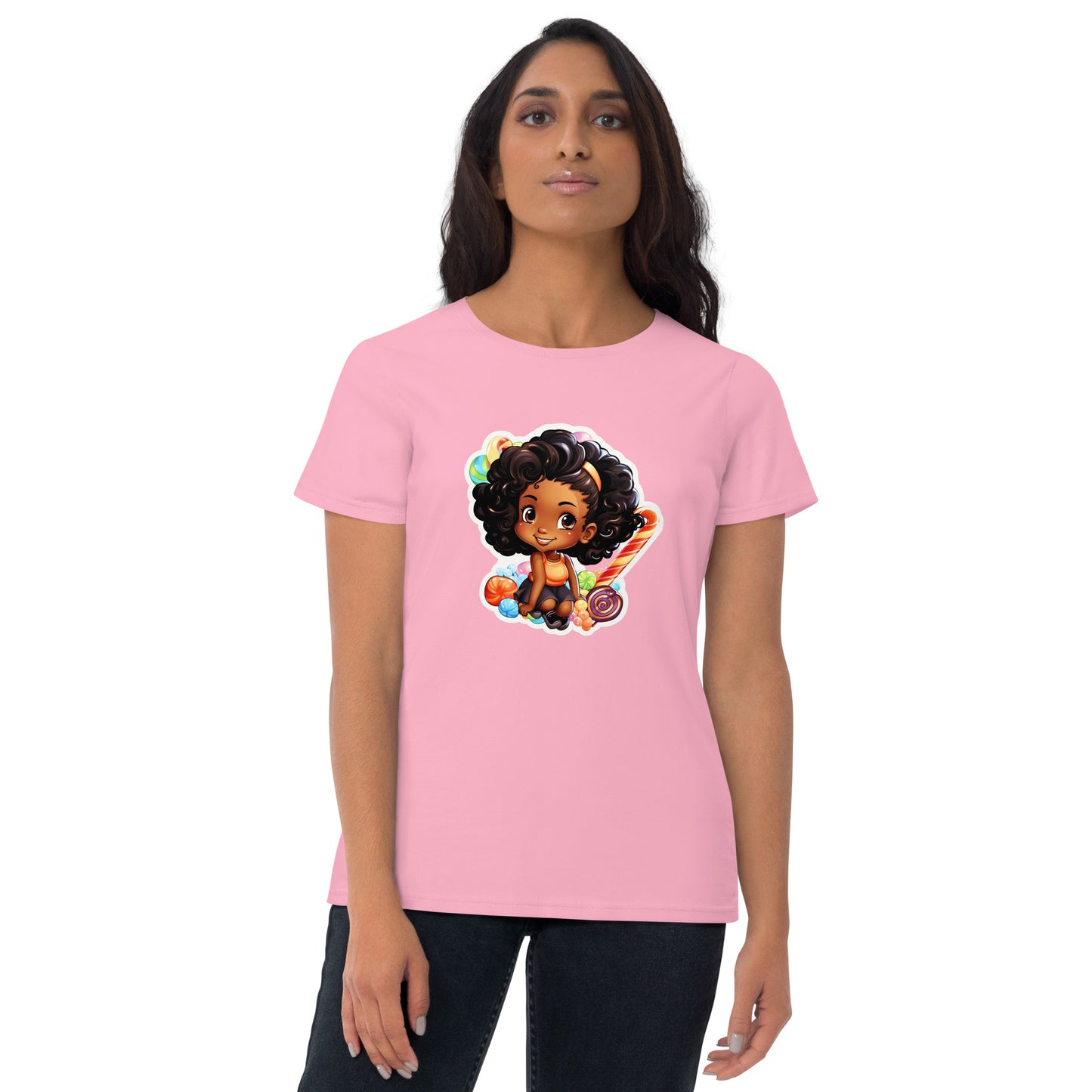 Cute GIrl Style Cartoon, Knqv, Birthday Gift, Powerful women's, teenager gift, love, Women's short sleeve t-shirt
