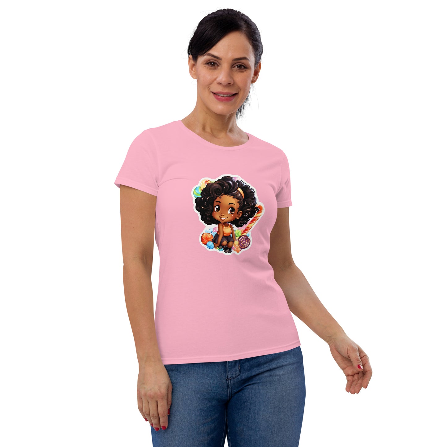 Cute GIrl Style Cartoon, Knqv, Birthday Gift, Powerful women's, teenager gift, love, Women's short sleeve t-shirt