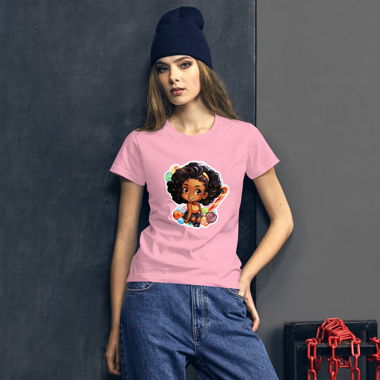 Cute GIrl Style Cartoon, Knqv, Birthday Gift, Powerful women's, teenager gift, love, Women's short sleeve t-shirt