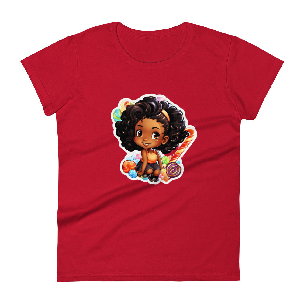 Cute GIrl Style Cartoon, Knqv, Birthday Gift, Powerful women's, teenager gift, love, Women's short sleeve t-shirt