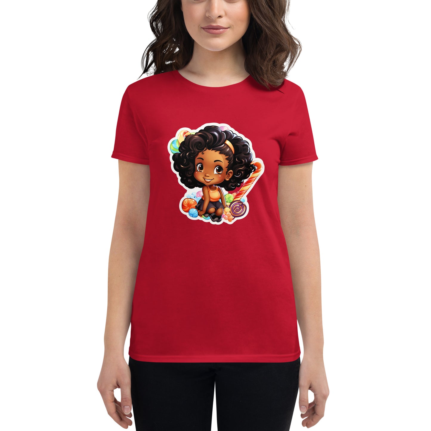Cute GIrl Style Cartoon, Knqv, Birthday Gift, Powerful women's, teenager gift, love, Women's short sleeve t-shirt