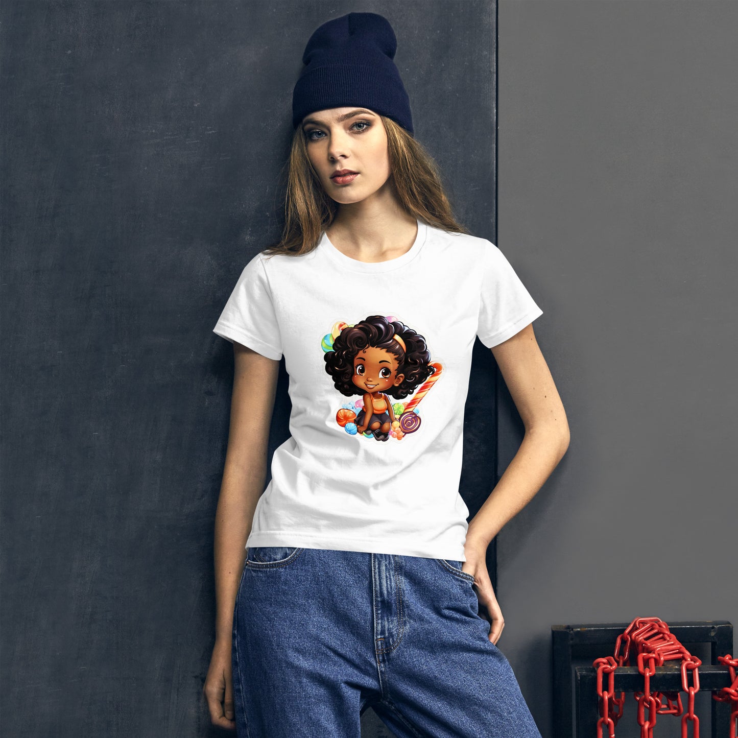 Cute GIrl Style Cartoon, Knqv, Birthday Gift, Powerful women's, teenager gift, love, Women's short sleeve t-shirt