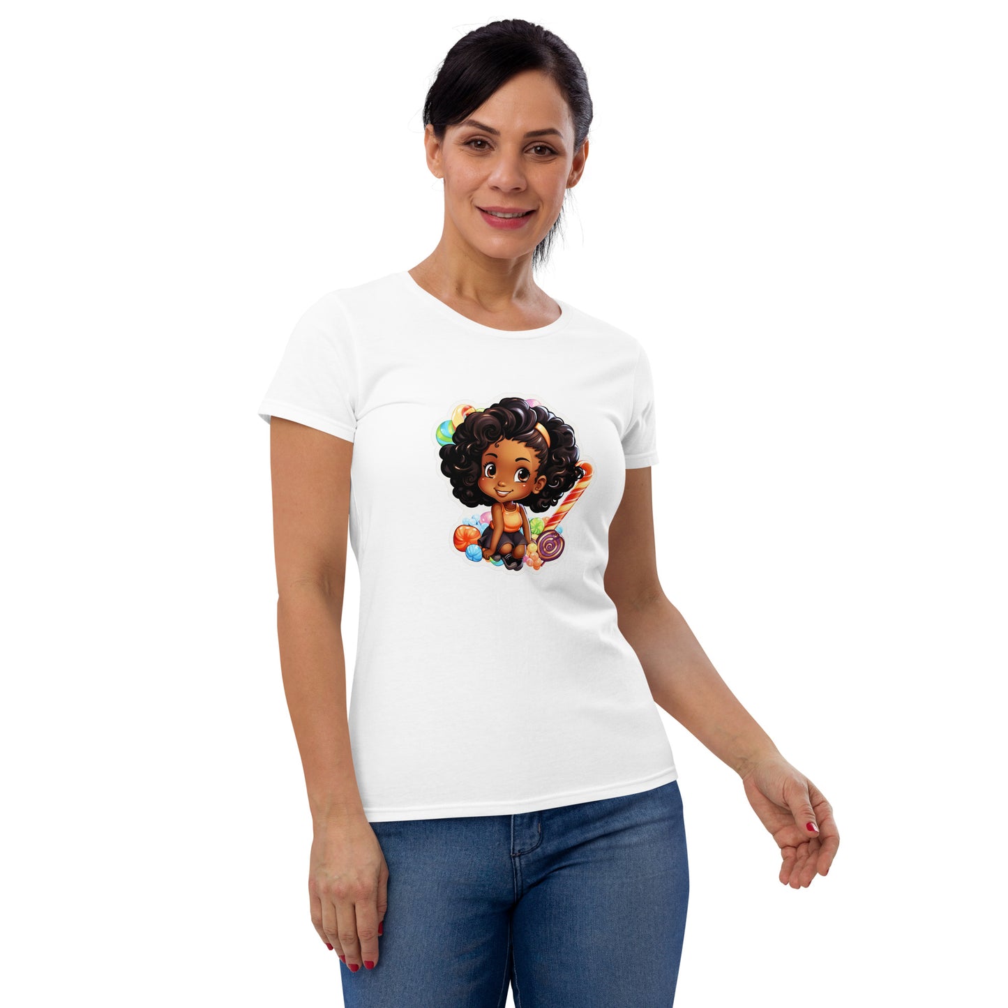 Cute GIrl Style Cartoon, Knqv, Birthday Gift, Powerful women's, teenager gift, love, Women's short sleeve t-shirt