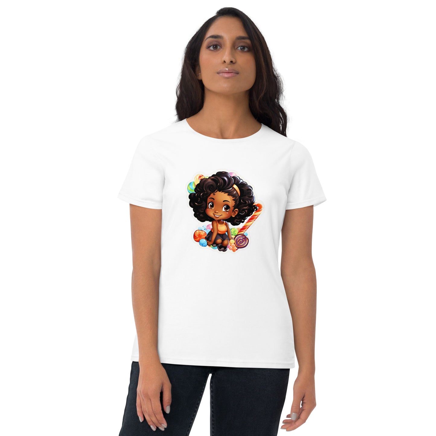 Cute GIrl Style Cartoon, Knqv, Birthday Gift, Powerful women's, teenager gift, love, Women's short sleeve t-shirt
