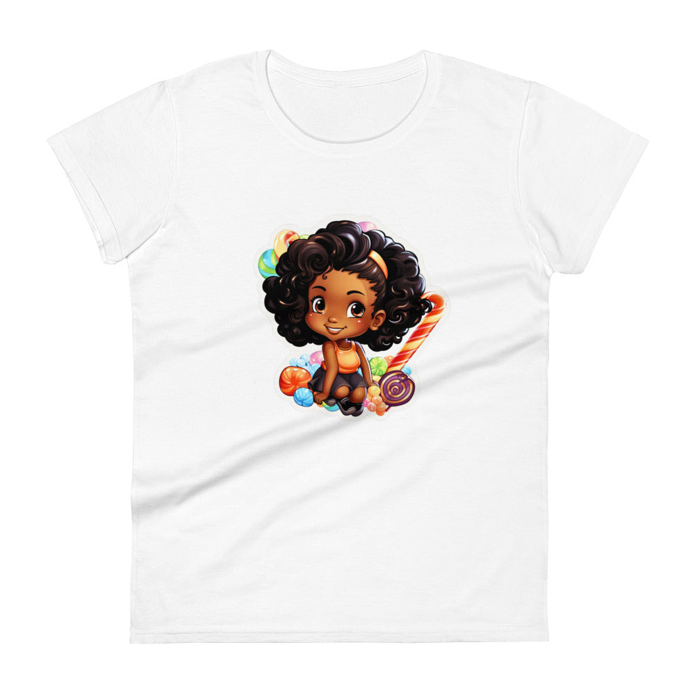 Cute GIrl Style Cartoon, Knqv, Birthday Gift, Powerful women's, teenager gift, love, Women's short sleeve t-shirt