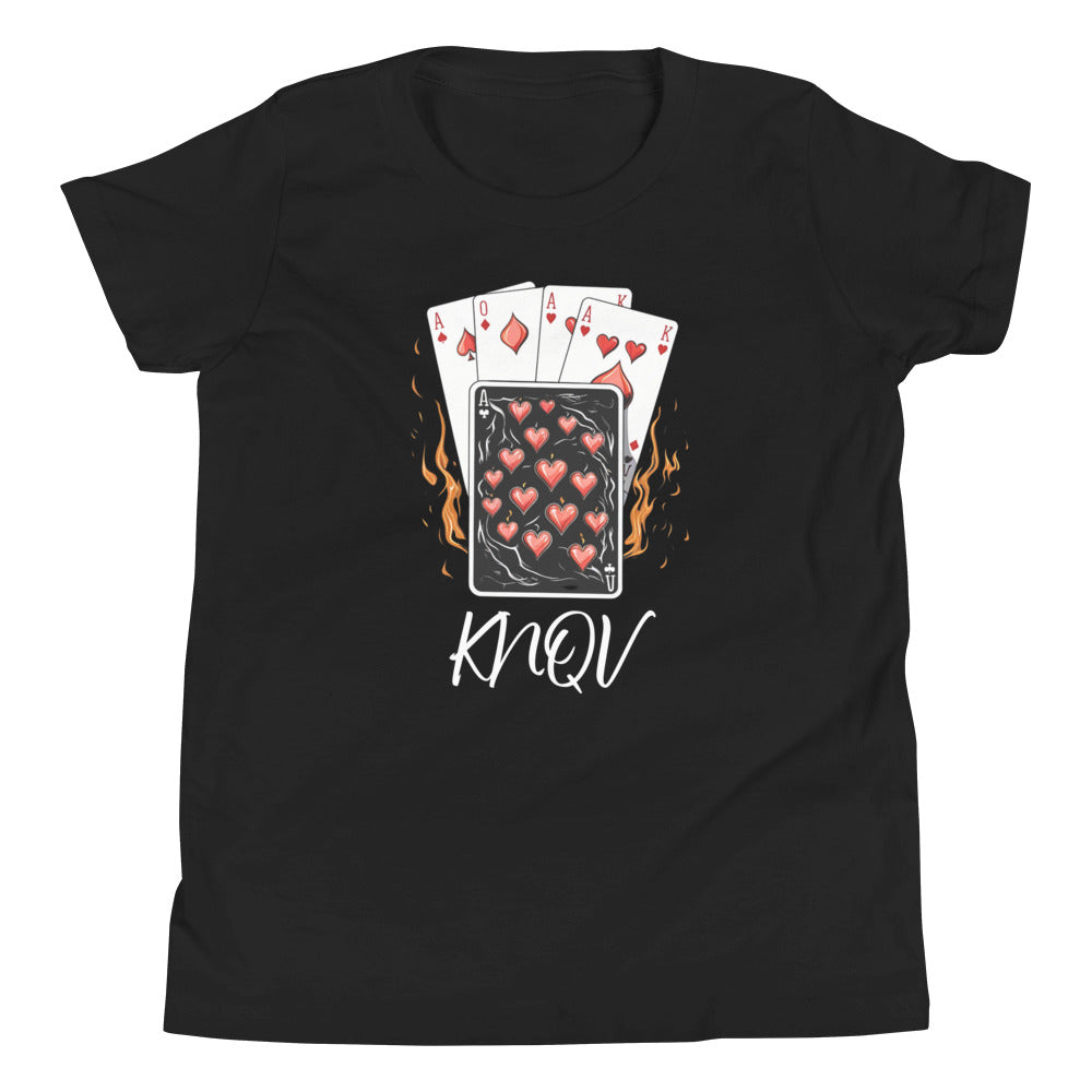 Flaming Cards, Knqv, Gift Deck of Cards Youth T-shirt, Tees Standard, Youth T-Shirts Casino Deck of Cards on Fire Short sleeve Youth t-shirt Unisex t-shirt Youth Short Sleeve T-Shirt