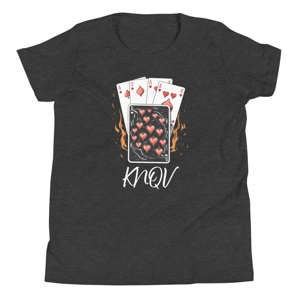Flaming Cards, Knqv, Gift Deck of Cards Youth T-shirt, Tees Standard, Youth T-Shirts Casino Deck of Cards on Fire Short sleeve Youth t-shirt Unisex t-shirt Youth Short Sleeve T-Shirt
