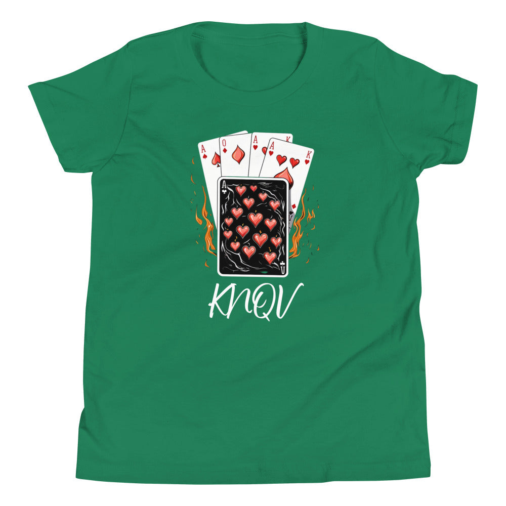 Flaming Cards, Knqv, Gift Deck of Cards Youth T-shirt, Tees Standard, Youth T-Shirts Casino Deck of Cards on Fire Short sleeve Youth t-shirt Unisex t-shirt Youth Short Sleeve T-Shirt