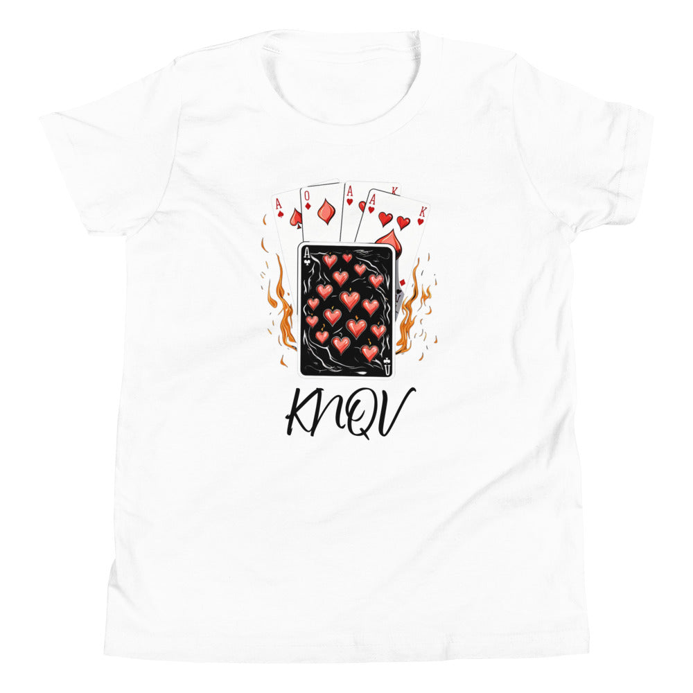 Flaming Cards, Knqv, Gift Deck of Cards Youth T-shirt, Tees Standard, Youth T-Shirts Casino Deck of Cards on Fire Short sleeve Youth t-shirt Unisex t-shirt Youth Short Sleeve T-Shirt