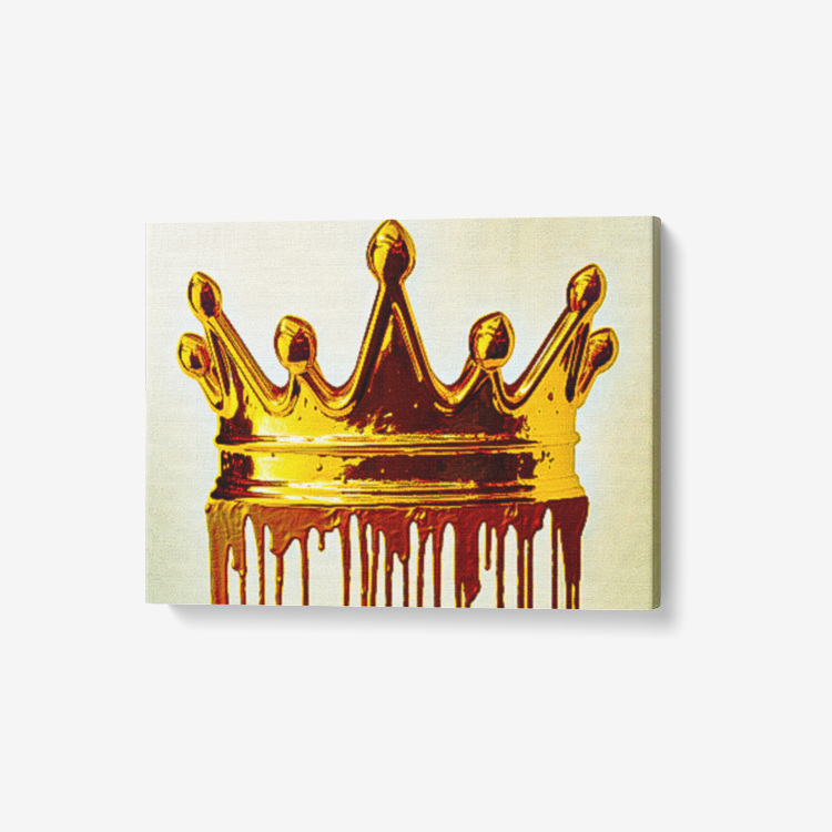 Golden Drip Crown | 1 Piece Canvas Wall Art for Living Room - Framed Ready to Hang 24"x18"