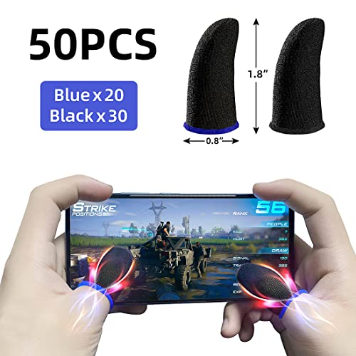 50 Pieces Finger Sleeves for Gaming/Cellphone | Thumb Sleeves Mobile | Anti-Sweat Breathable Seamless Touchscreen Thumb Cover for PUBG