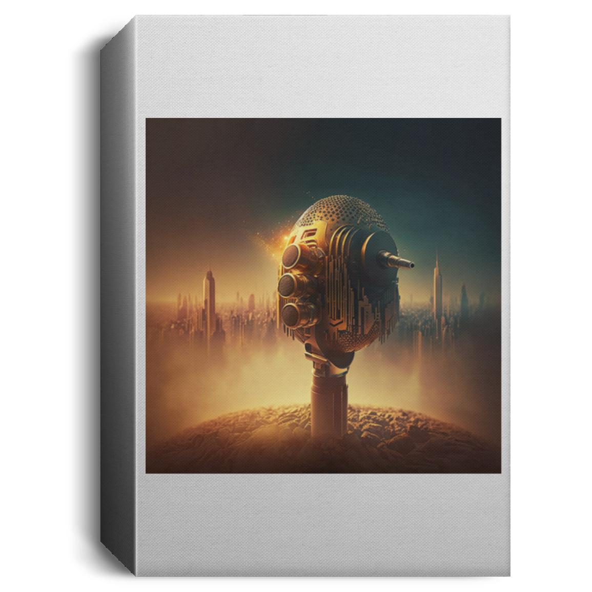 Golden Future Microphone | Wall art frame
