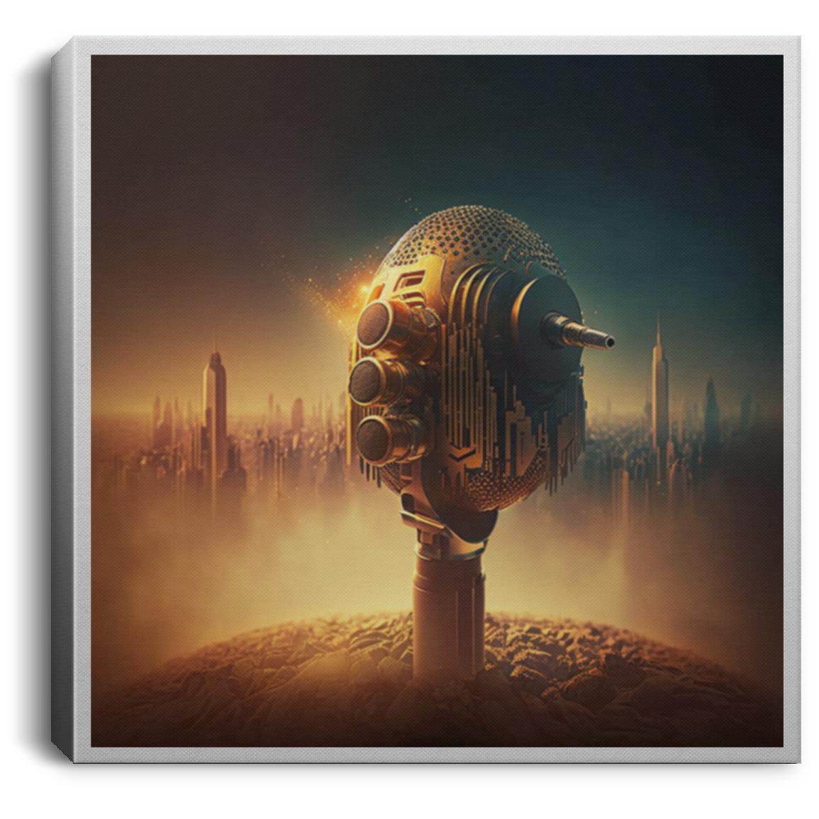 Golden Future Microphone | Wall art frame