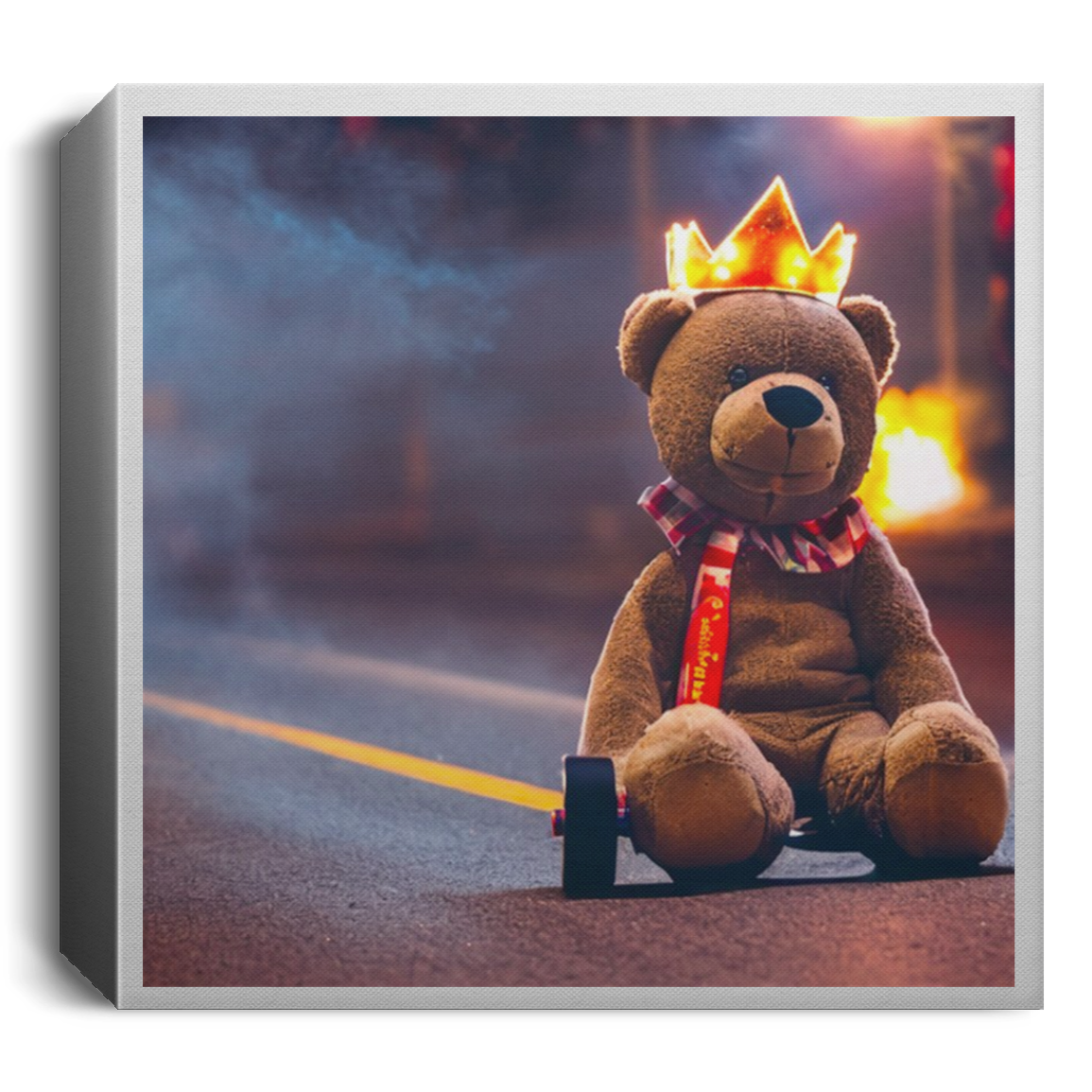 Teddy Bear With Golden Fire Crown | Wall Art