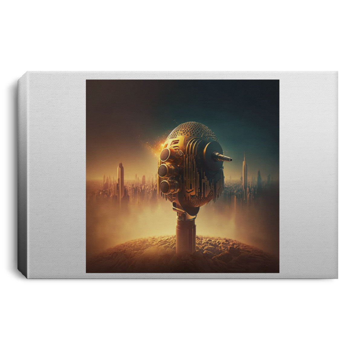 Golden Future Microphone | Wall art frame